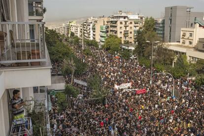 Un momento de una manifestación contra el grupo neonazi, este miércoles en Atenas.