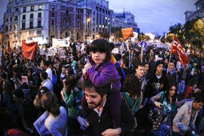 A protest against education cuts in Madrid on Thursday. 