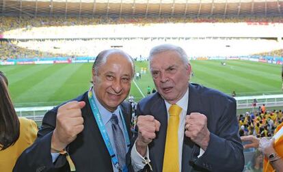 Jos&eacute; Maria Marin e Marco Polo Del Nero, na Copa do Mundo do Brasil.