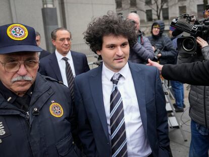 Samuel Bankman-Fried departs Manhattan federal court in New York, Thursday, Feb. 9, 2023, in New York.