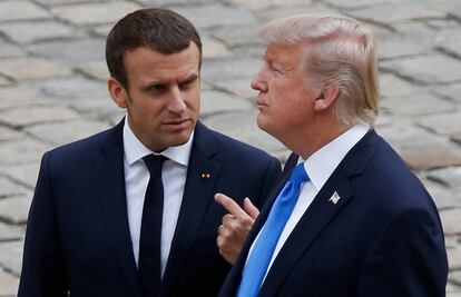 Emmanuel Macron y Donald Trump durante la visita del presidente estadounidense a Francia.