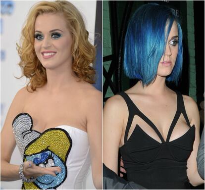 Katy Perry acostumbra a cambiar constantemente de 'look'. Pero cuando el actor Russell Brand le pidió el divorcio a finales de 2011, la cantante decidió teñirse el pelo de azul.