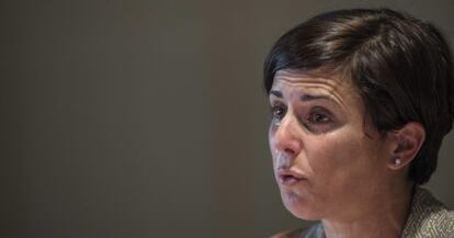 La triatleta Virginia Berasategi, este miércoles, en Bilbao en la comparecencia en la que reconoció haber recurrido al dopaje.