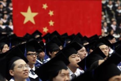 Ceremonia de graduación en la Universidad Fudan, en Shanghái (China).