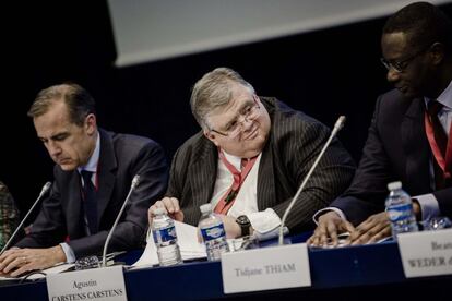 Agustín Carstens, en un foro de banqueros en París.