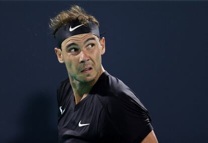 Nadal, durante el partido del pasado sábado frente a Shapovalov en Abu Dabi.