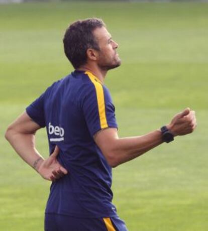 Luis Enrique, en el entrenamiento del Barcelona. 