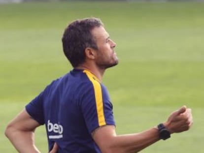 Luis Enrique, en el entrenamiento del Barcelona. 