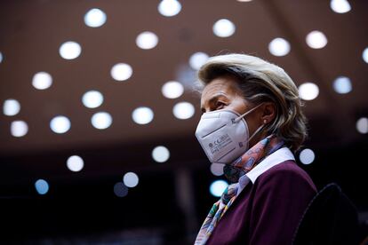 Ursula von der Leyen en el Parlamento Europeo este lunes.