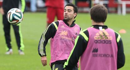 Xavi, en un entrenamiento.