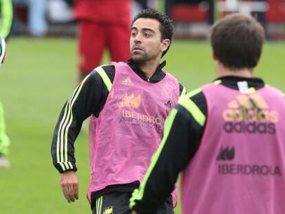 Xavi, en un entrenamiento. 