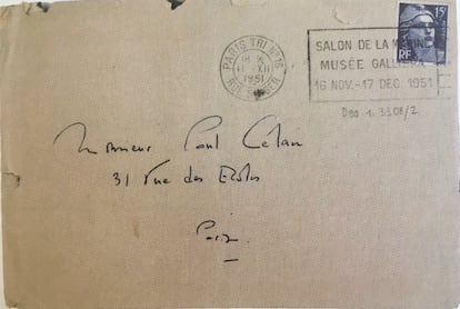 Carta de Paul Celan a su esposa Gisèle Lestrange.