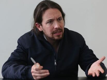 O secretário-geral do Podemos, Pablo Iglesias, no sábado, durante a entrevista em Sevilha.