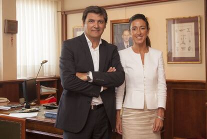 Toni Nadal junto a Sonia Díez, presidenta del Colegio Europa.