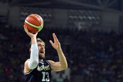 Andr&eacute;s Nocioni con la camiseta de la selecci&oacute;n argentina.