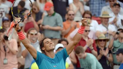 Nadal celebra el triunfo ante Monfils.