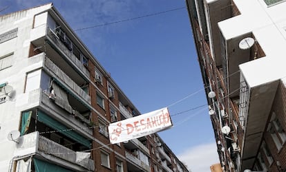 Protesta contra un desahucio en Torrejón de Ardoz (Madrid), en una imagen de archivo.