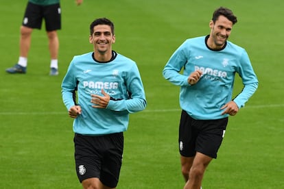 Gerard Moreno, este martes en Belfast en el entrenamiento previo a la Supercopa de Eurocopa contra el Chelsea.