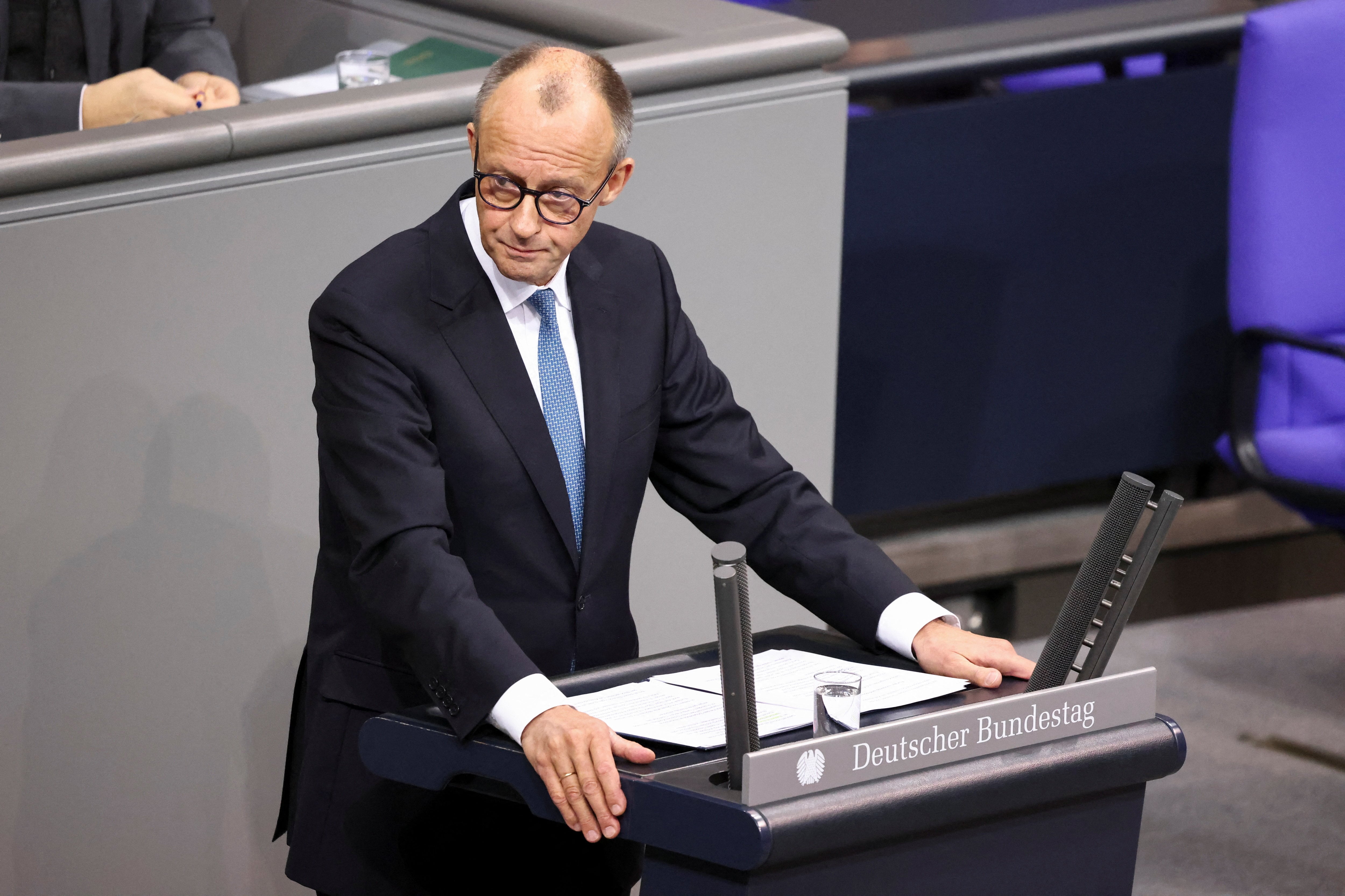 El canciller alemán, Friedrich Merz, durante el debate parlamentario de los presupuestos en el Bundestag, el miércoles.