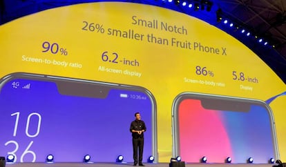 Asus presume que su 'notch' es un 26% más pequeño que el del iPhone X.