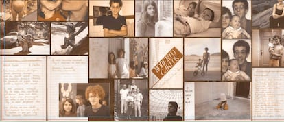 Encarte do vinil de Nando Reis com canções de Roberto, com fotos de família e letras do Rei copiadas à mão.