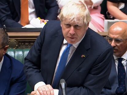Boris Johnson en su despedida del Parlamento británico como primer ministro.