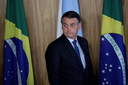 El presidente Jair Bolsonaro durante la visita de Macri a Brasilia el miércoles.