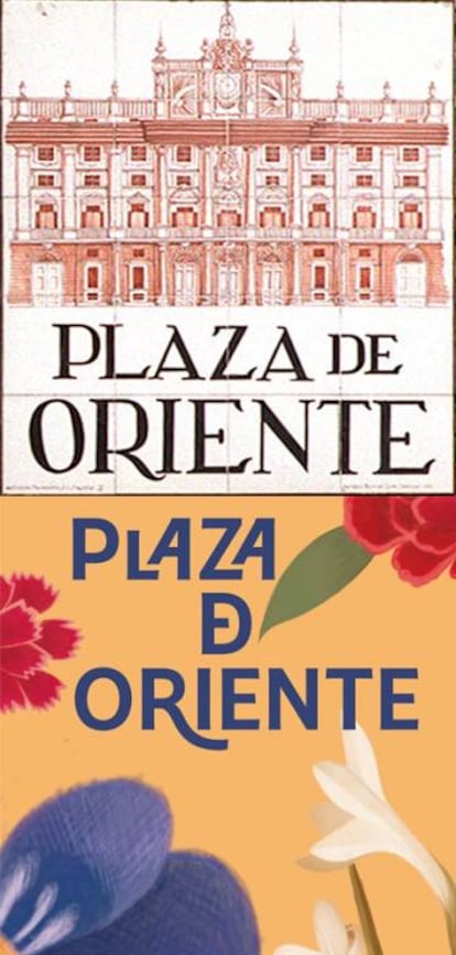 plaza de Oriente, en la letra de Ruiz de Luna (arriba), y con Chulapa, en los carteles de San Isidro 2019 (abajo). |