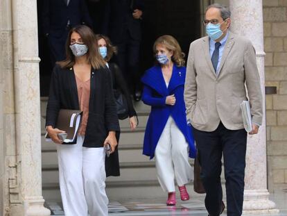 El presidente de la Generalitat, Quim Torra, i la portaveu del Govern, Meritxell Budó.
