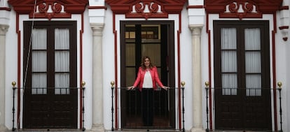 Susana Díaz, en la sede del PSOE en Andalucía.