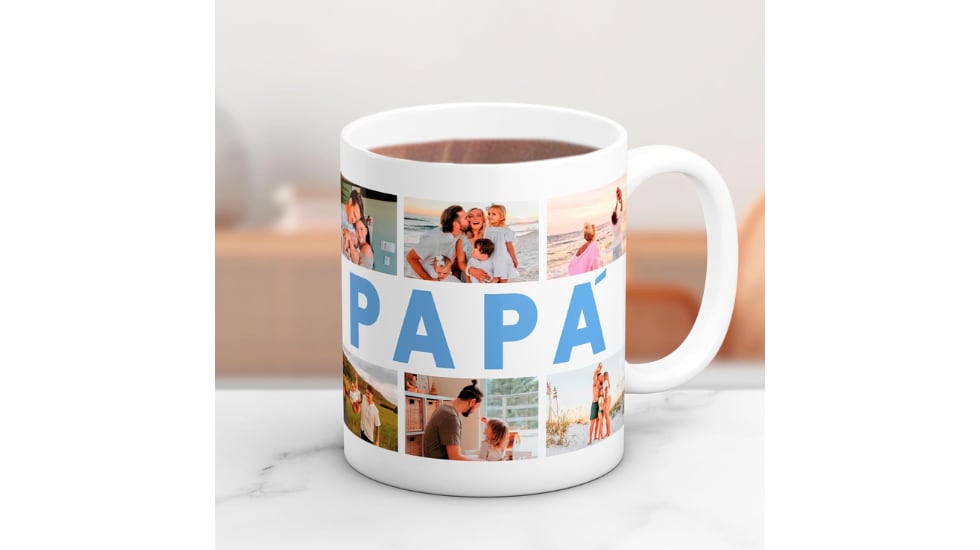Taza de cerámica personalizada con fotos.