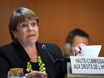 La alta comisionada de la ONU Michelle Bachelet, en una sesión del consejo de Derechos Humanos de la ONU en Ginebra el pasado 28 de febrero.