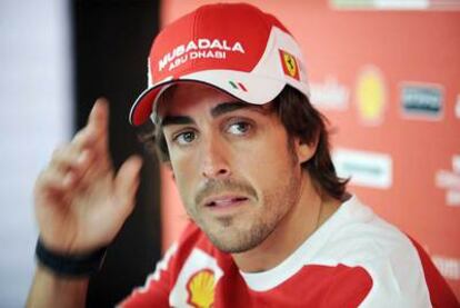 Fernando Alonso, en un momento de su conferencia de prensa de ayer.