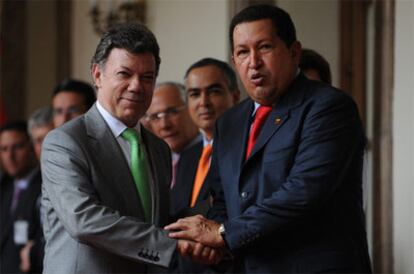 Los presidentes de Colombia y Venezuela, en Caracas.