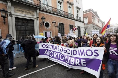 A march to protest abortion reform in Madrid in February 2014.