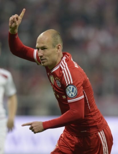 Robben celebra un gol con el Bayern.