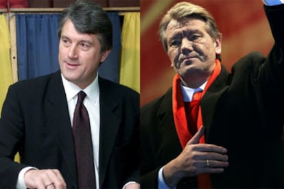 Imágenes del candidato opositor ucranio hace unos meses (izqda) y en la actualidad (dcha) en la que se observa un notorio deterioro.