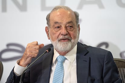 Carlos Slim en Ciudad de México, este lunes.