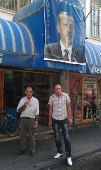 Una calle de Jerusal&eacute;n Este con fotos del presidente turco, Tayyip Erdogan.  