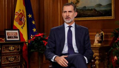 El rey Felipe VI, durante su discurso de Navidad.