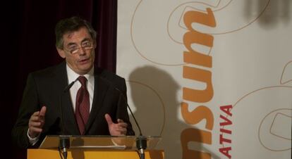 El director general de Consum, Juan Luis Durich, durante la presentaci&oacute;n de los resultados.