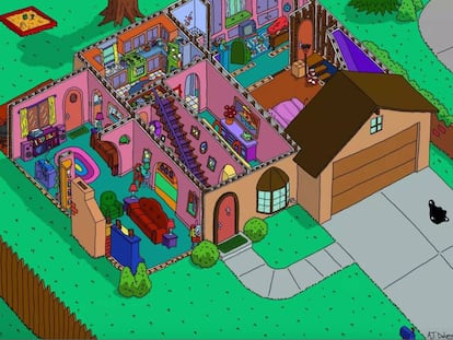 Recriação da casa dos Simpsons pelo ilustrador Andrew Delong.