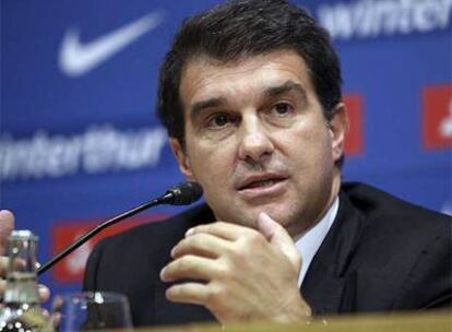 Joan Laporta, durante la conferencia de prensa.