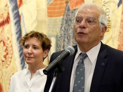 Josep Borrell durante su intervención en la toma de posesión de la nueva directora de la AECID.