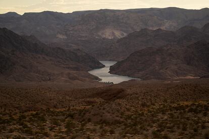 Water flows down the Colorado River downriver from Hoover Dam in northwest Arizona, on Aug. 14, 2022