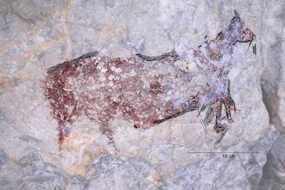 Representación de un cérvido encontrado en la cueva de Zestoa.