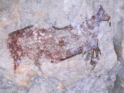 Representación de un cérvido encontrado en la cueva de Zestoa.