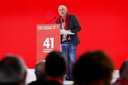 El secretario general de UGT, Pepe Álvarez, durante su intervención. 
