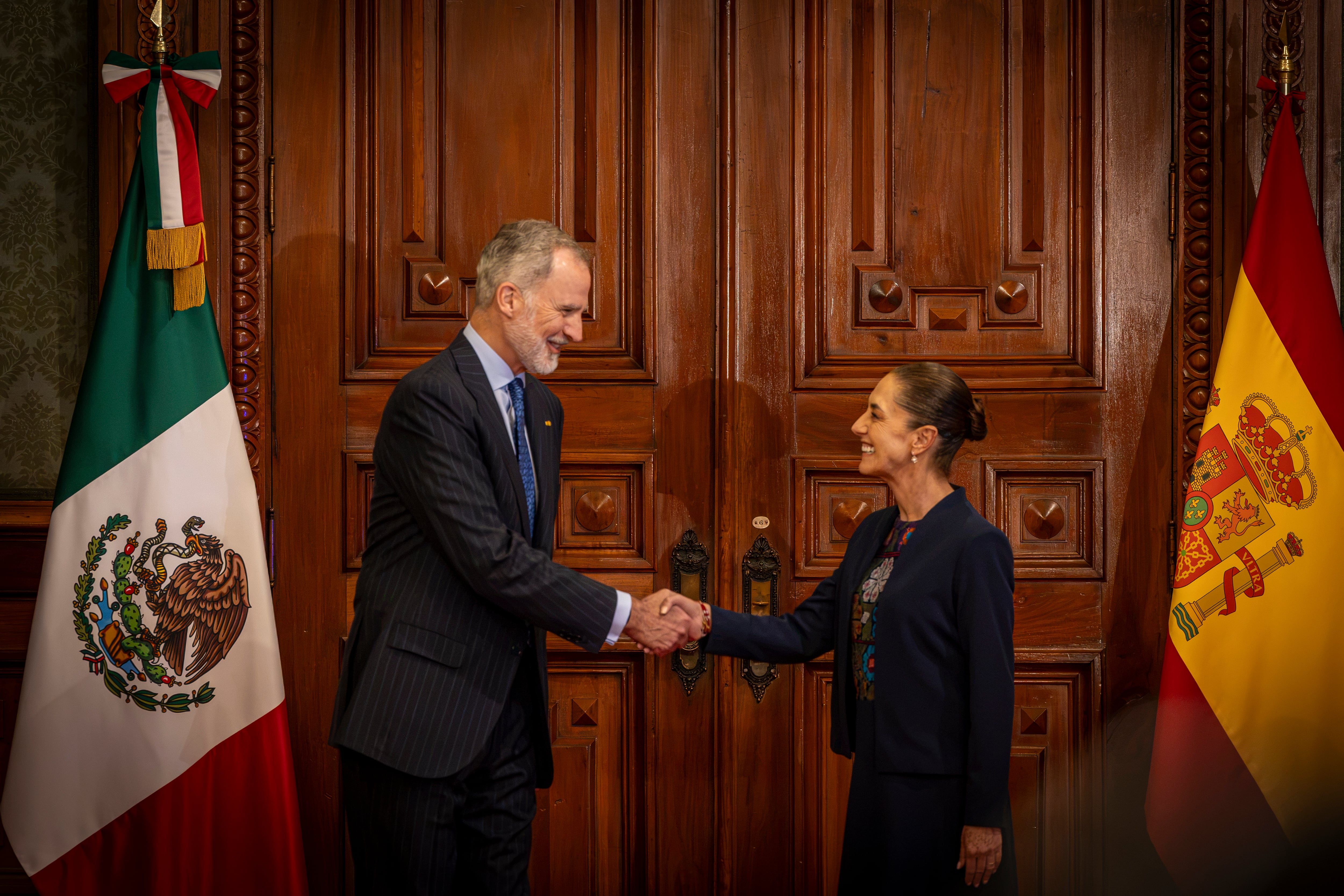 Felipe VI y Claudia Sheinbaum en Palacio Nacional, el 25 de junio.