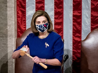 Nancy Pelosi durante la sesión del pasado miércoles en el Capitolio, en Washington.
